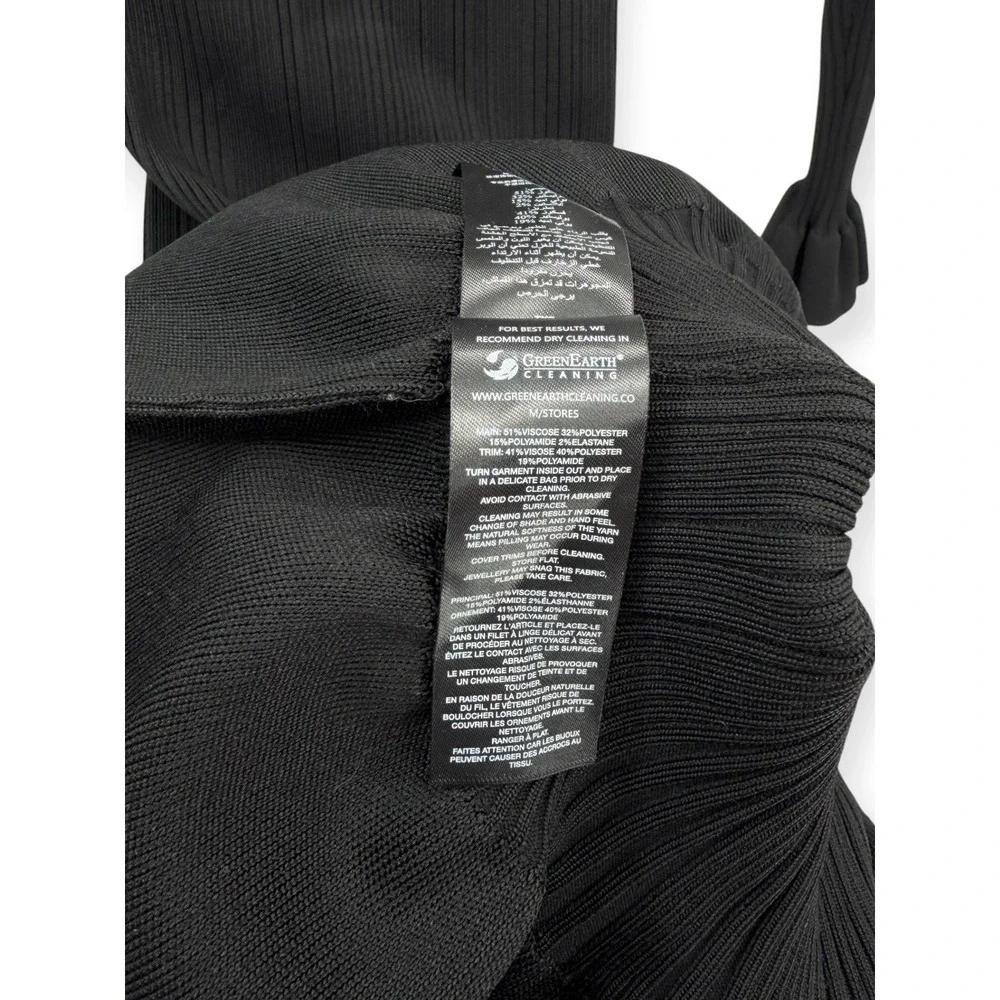NWT Self-Portrait Black Ribbed Knit Fluted Midi Dress $555 - Size Small - Picture 16 of 16